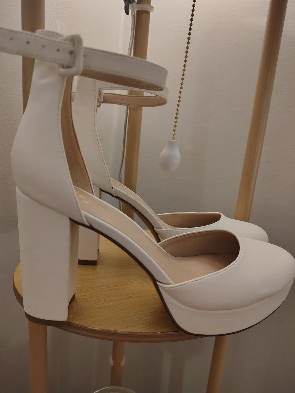 White Ankle-Strap Platform Pumps - Women Shoes
